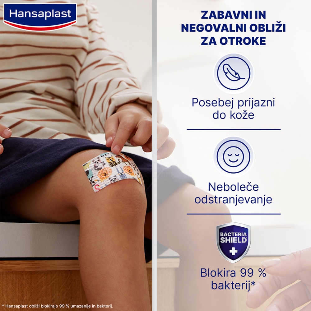 Hansaplast Sensitive Kids, obliži za otroke za večje rane (10 obližev)