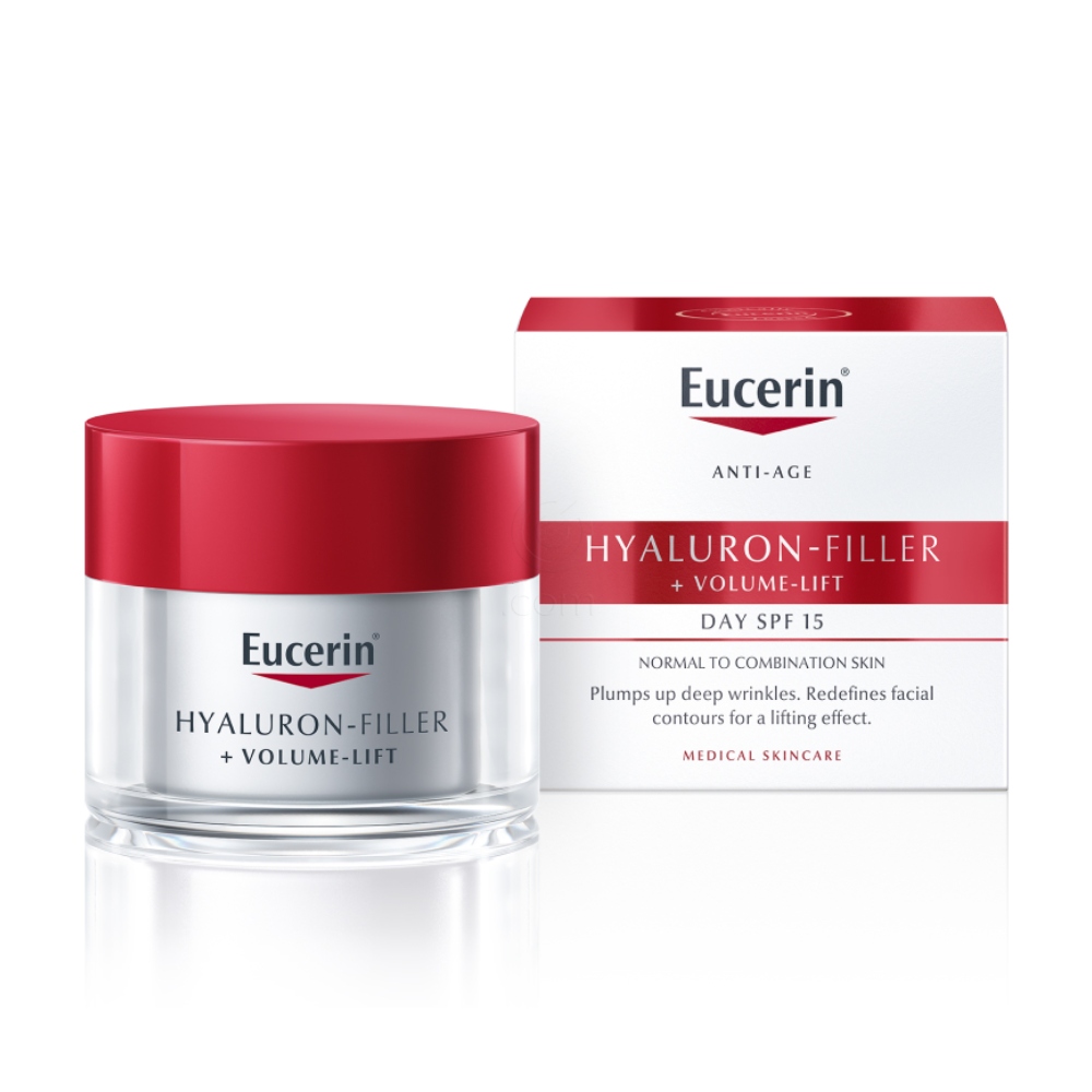 Eucerin Hyaluron Filler + Volume Lift, dnevna nega za normalno do mešano kožo - ZF15 (50 ml)