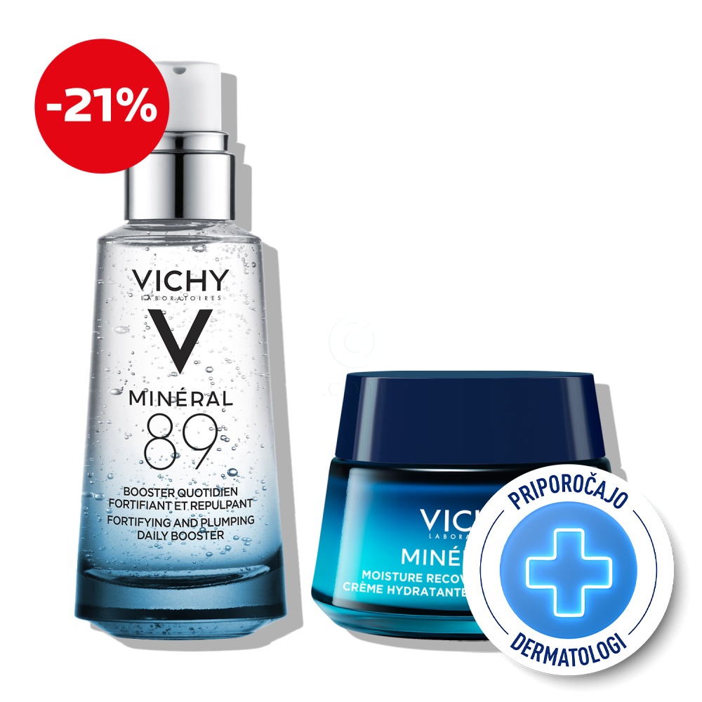 Vichy Mineral 89, protokol za nočno obnovitveno nego za globinsko vlaženje vseh tipov kože (50 ml + 50 ml)