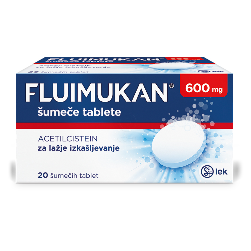 Fluimukan 600 mg, šumeče tablete (20 šumečih tablet)