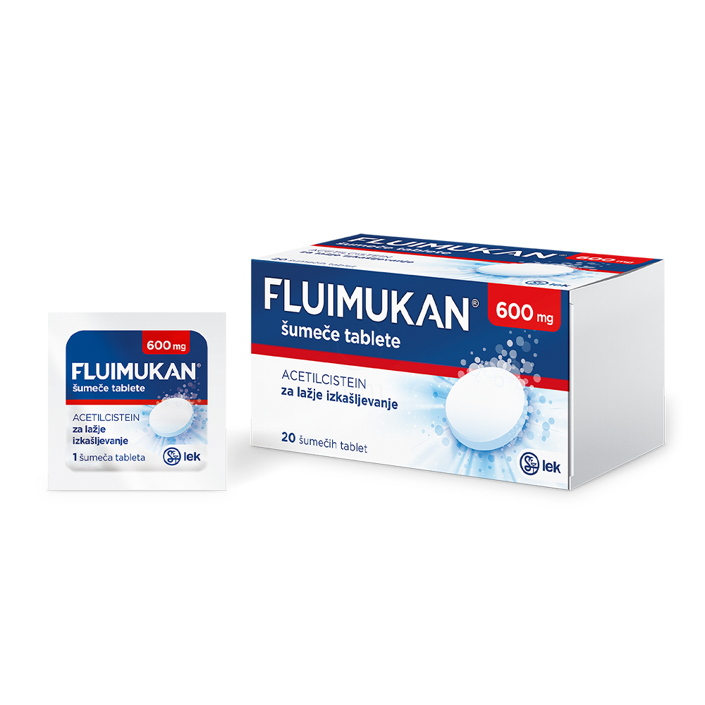 Fluimukan 600 mg, šumeče tablete (20 šumečih tablet)