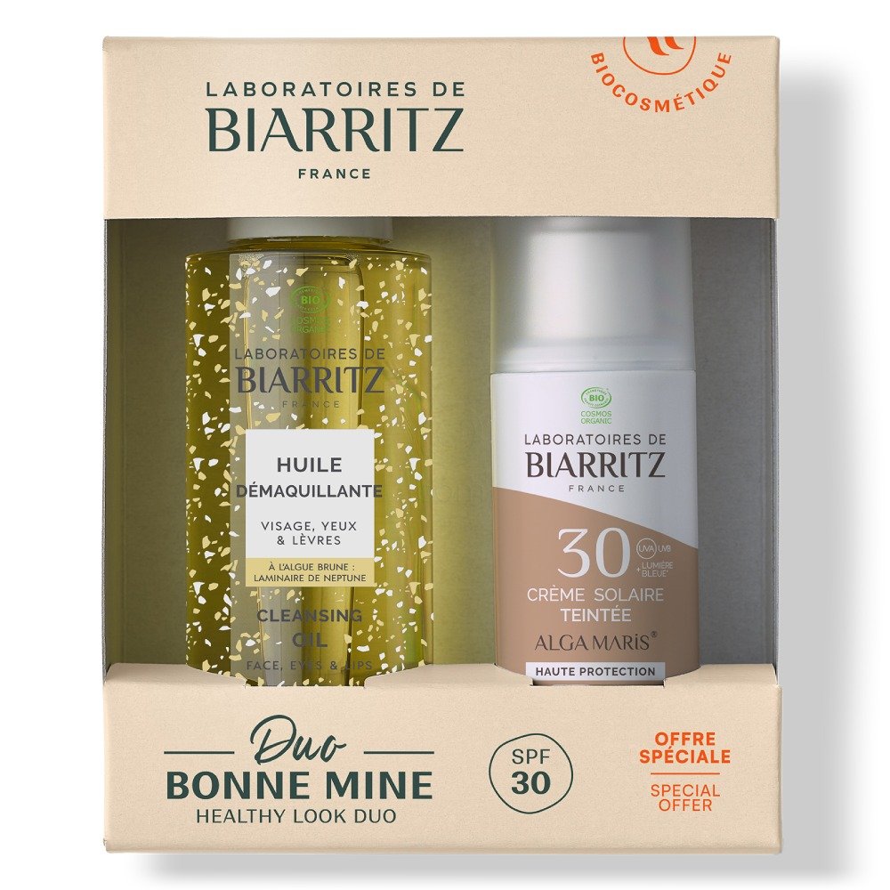 Biarritz BIO, set za zaščito pred soncem in čiščenje kože - bež - ZF30 (50 ml + 100 ml)