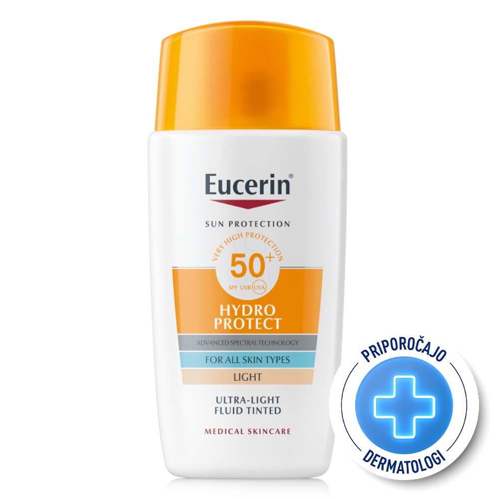 Eucerin Sun Hydro Protect Tinted, lahki obarvan fluid za zaščito pred soncem - light - ZF50+ (50 ml)