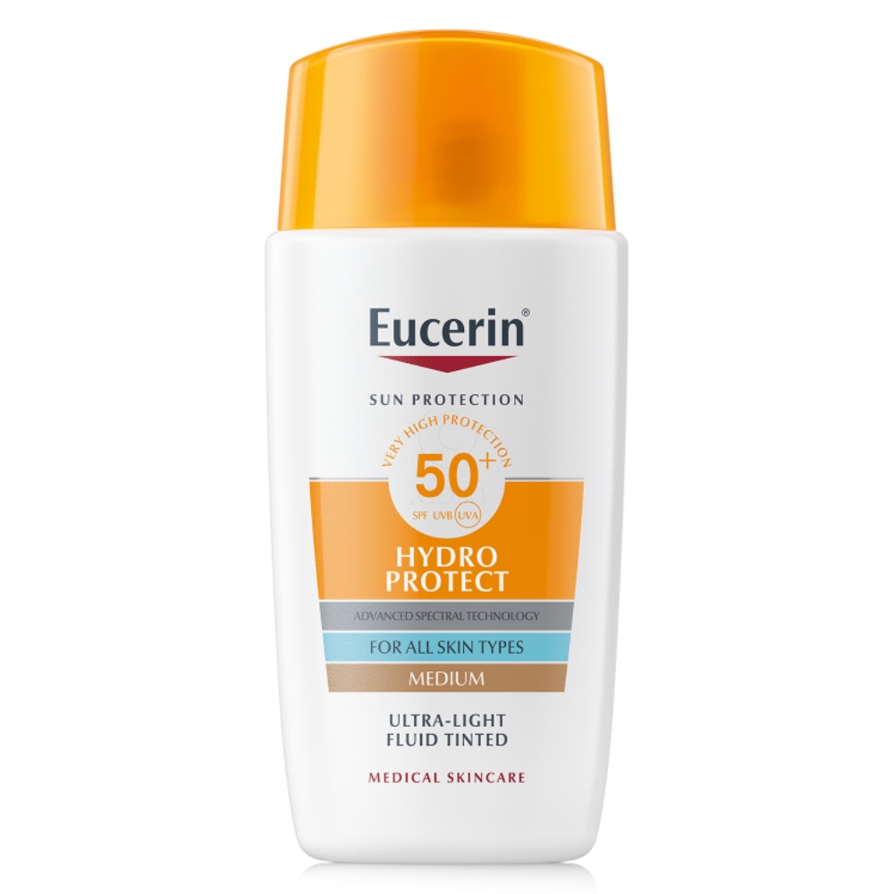 Eucerin Sun Hydro Protect Tinted, lahki obarvan fluid za zaščito pred soncem - medium - ZF50+ (50 ml)