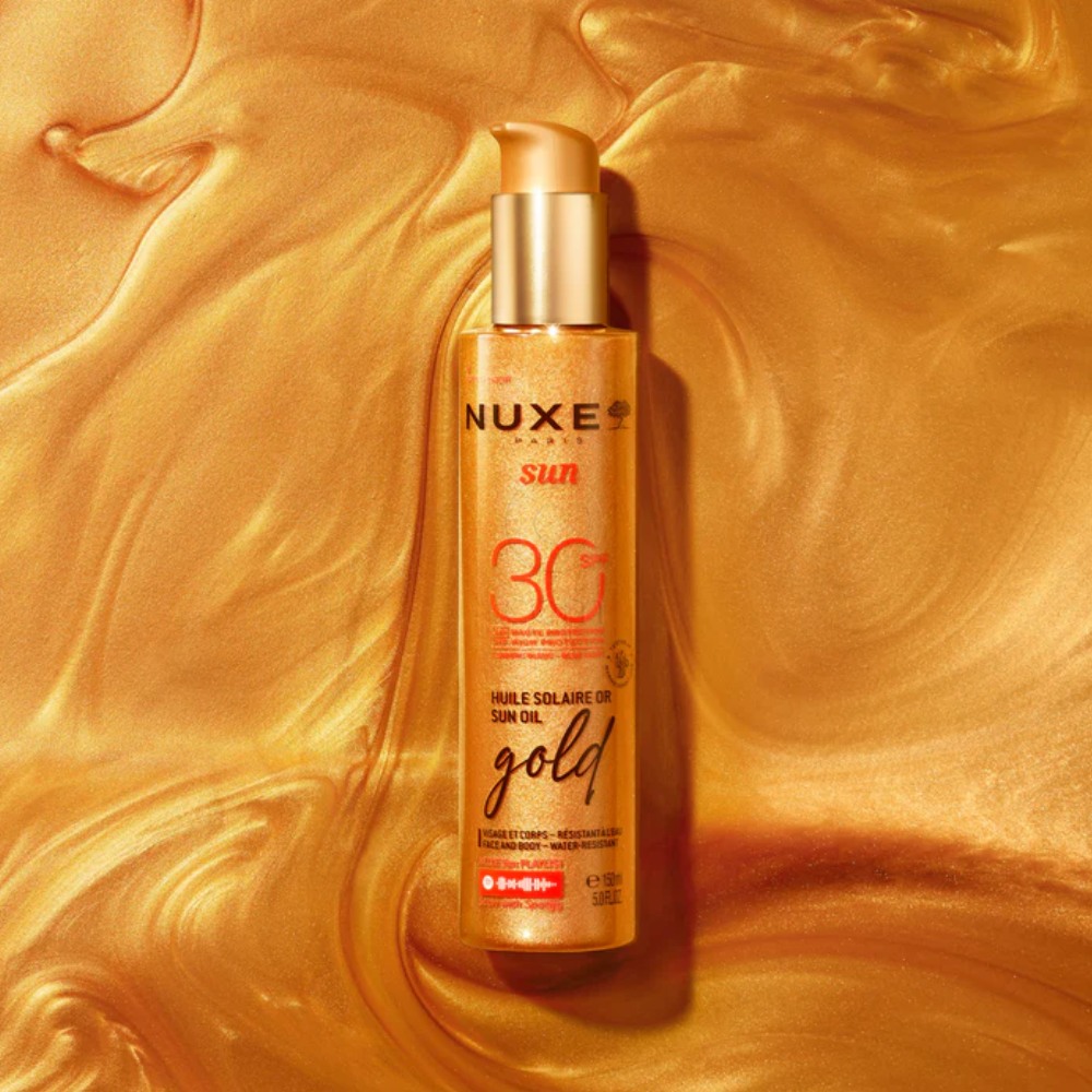 Nuxe Sun Oil Gold, olje z bleščicami za obraz in telo- ZF 30 (50 ml)