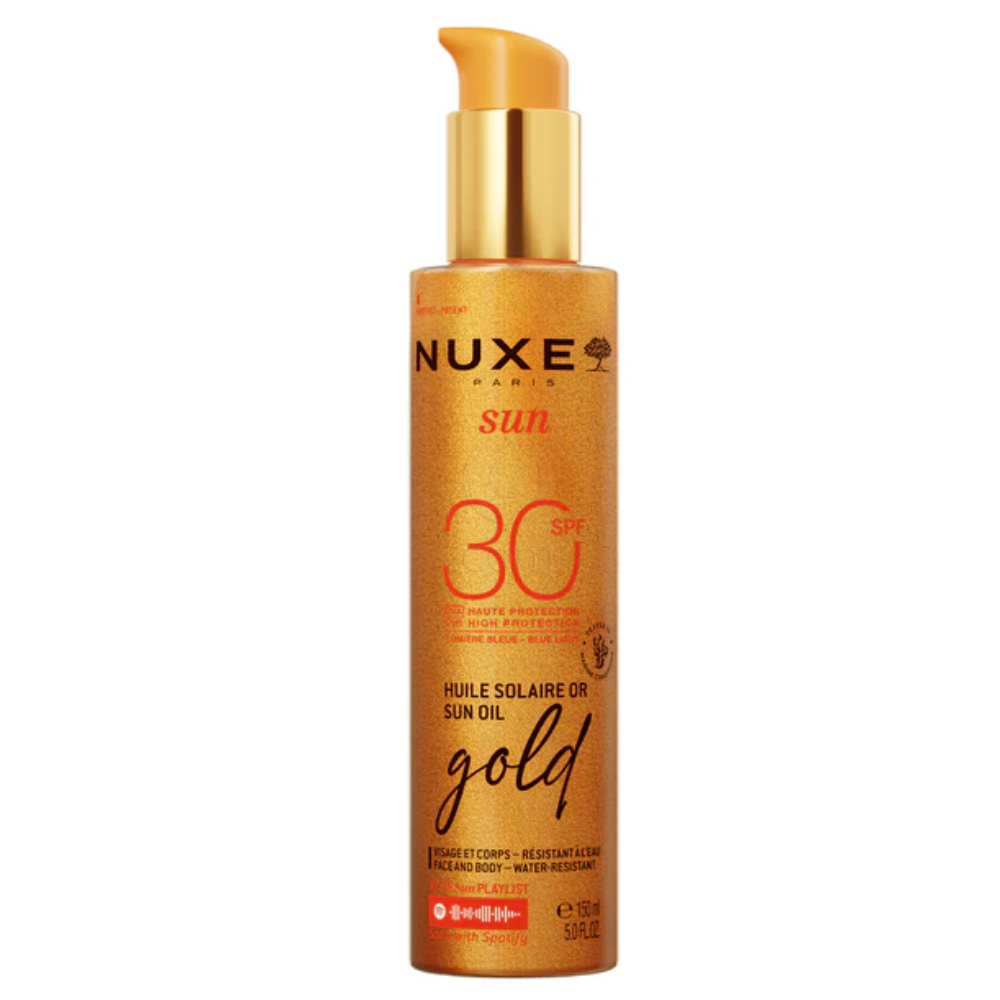 Nuxe Sun Oil Gold, olje z bleščicami za obraz in telo - ZF 30 (150 ml)