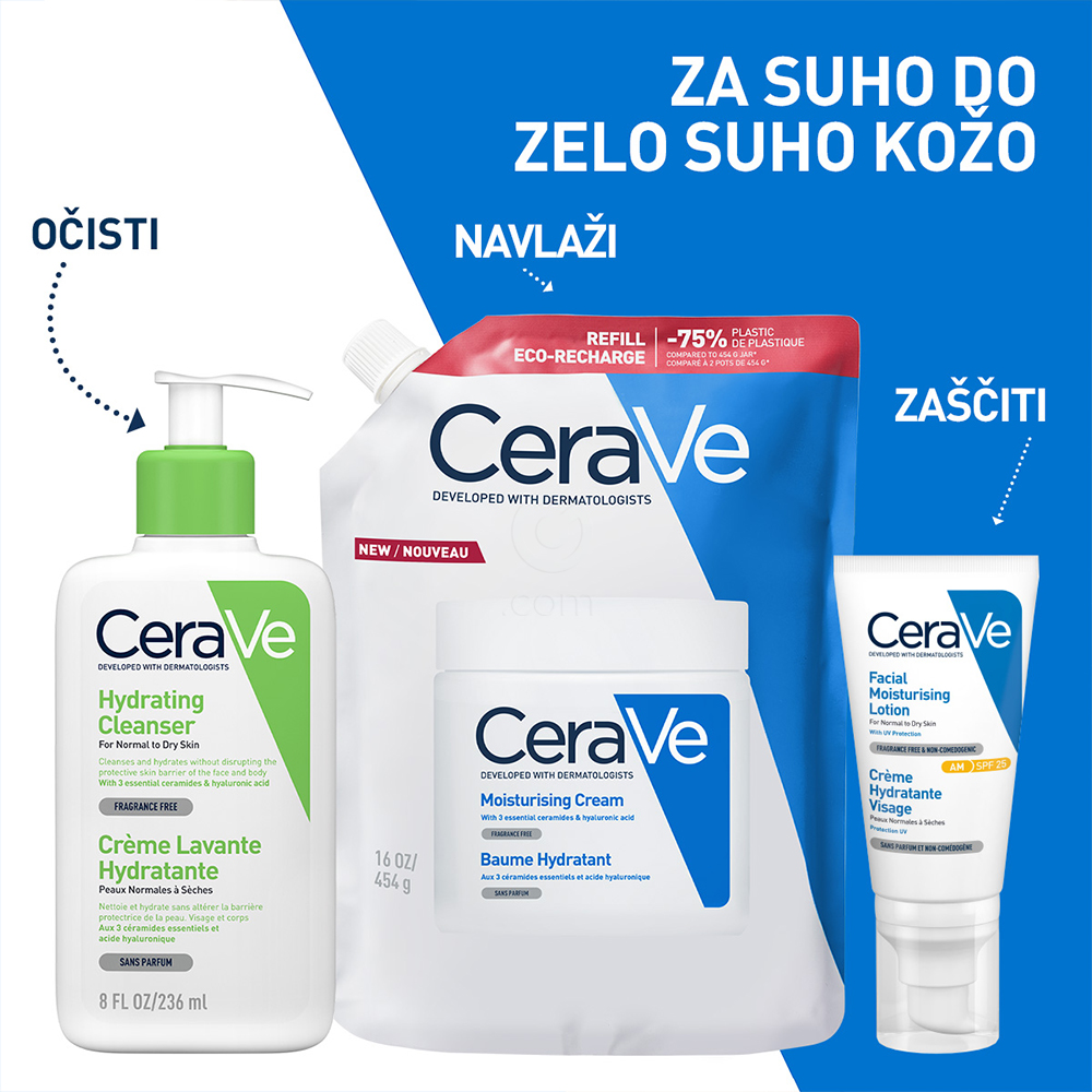 CeraVe, vlažilna krema za obraz in telo - Refill (454 g)