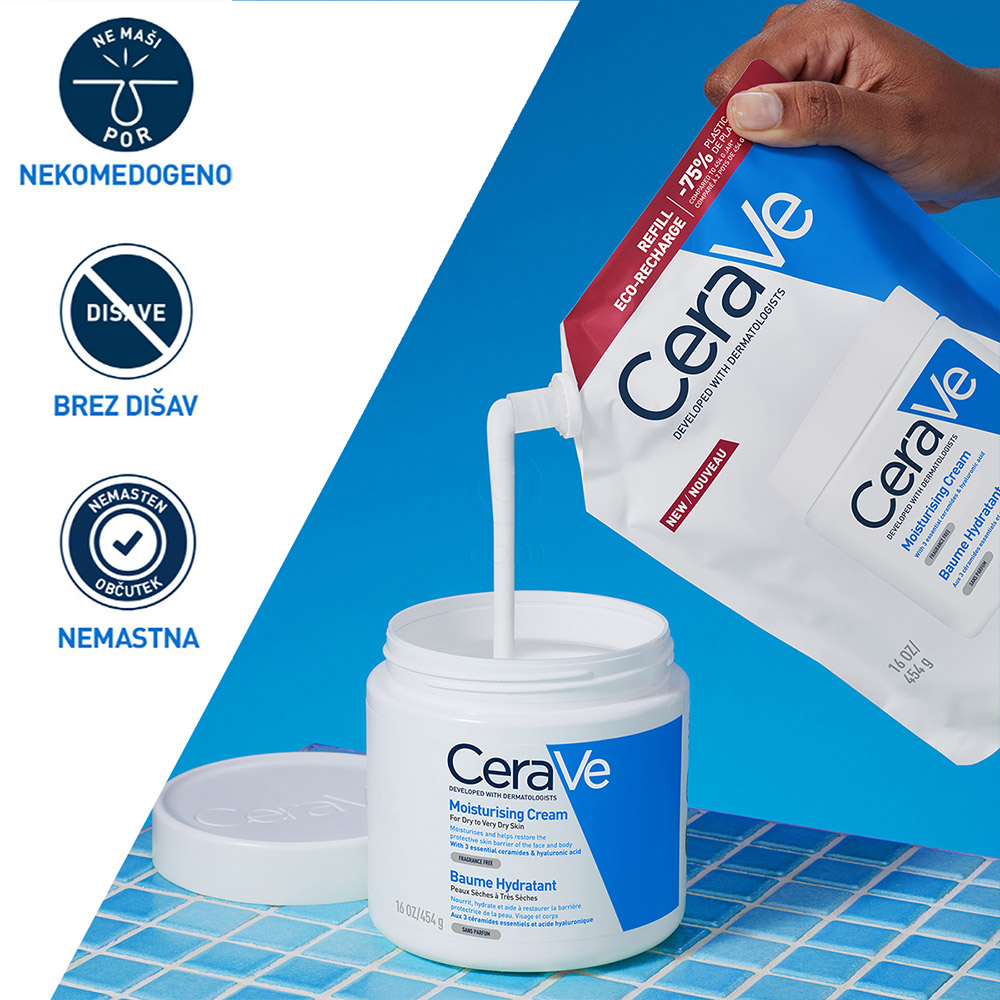 CeraVe, vlažilna krema za obraz in telo - Refill (454 g)