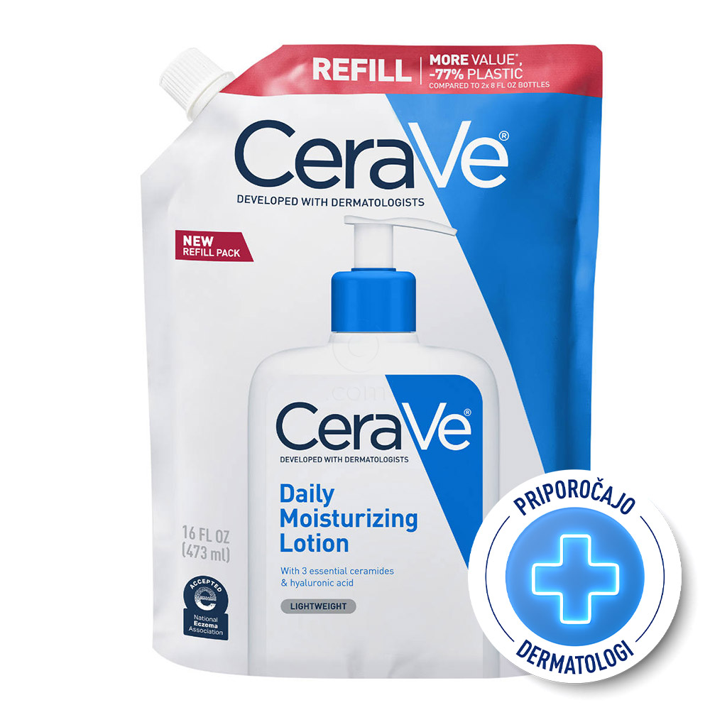 CeraVe, vlažilni losjon za telo za suho do zelo suho kožo - Refill (473 ml)