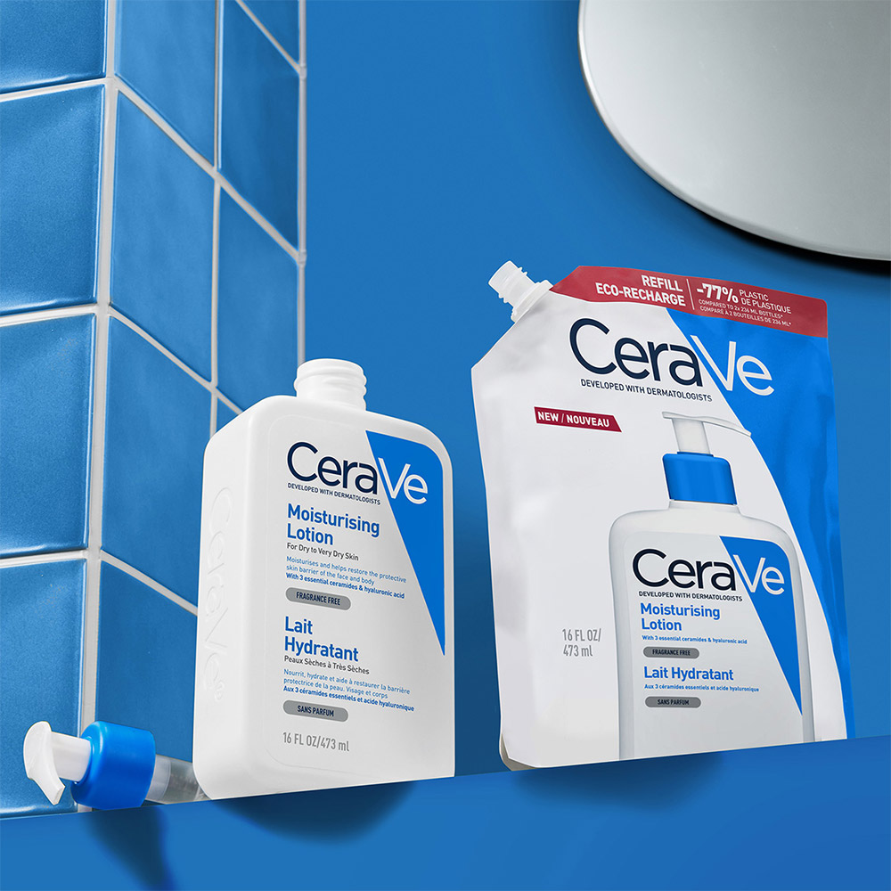 CeraVe, vlažilni losjon za telo za suho do zelo suho kožo - Refill (473 ml)