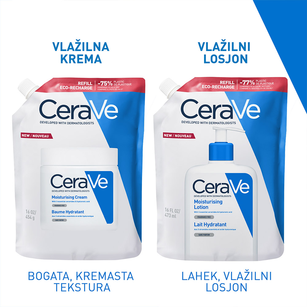 CeraVe, vlažilni losjon za telo za suho do zelo suho kožo - Refill (473 ml)