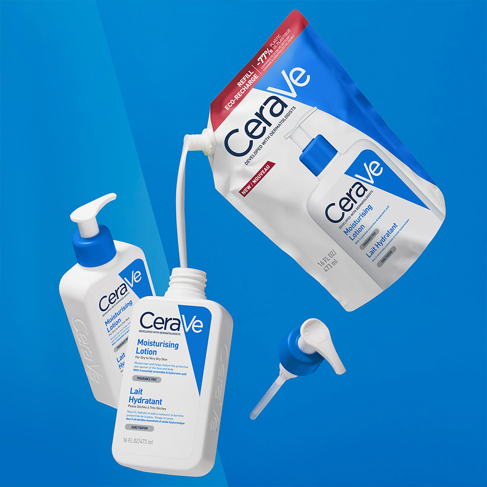 CeraVe, vlažilni losjon za telo za suho do zelo suho kožo - Refill (473 ml)