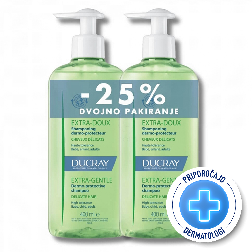 Ducray Extra Doux, šampon (2 x 400 ml)