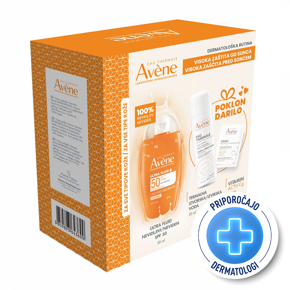 Avene Sun, paket - ultra nevidni fluid za zaščito pred soncem ZF50 (2 x 50 ml + 2 ml)