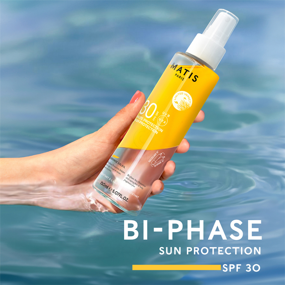 Matis Sun BiPHase, vodoodporen sprej za zaščito pred soncem za obraz in telo z anti-aging delovanjem - ZF30 (150 ml)