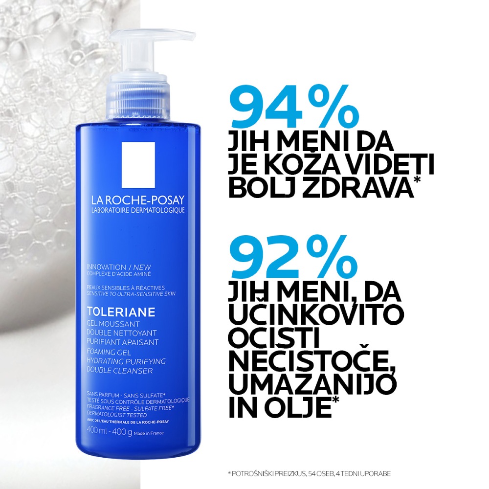 LRP Toleriane, peneči gel za vlaženje in čiščenje kože (400 ml)