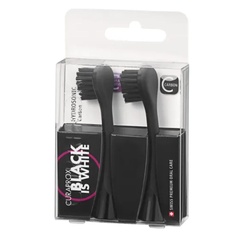 Curaprox Hydrosonic Carbon Black is White, nastavek za električno zobno ščetko (2 nastavka)