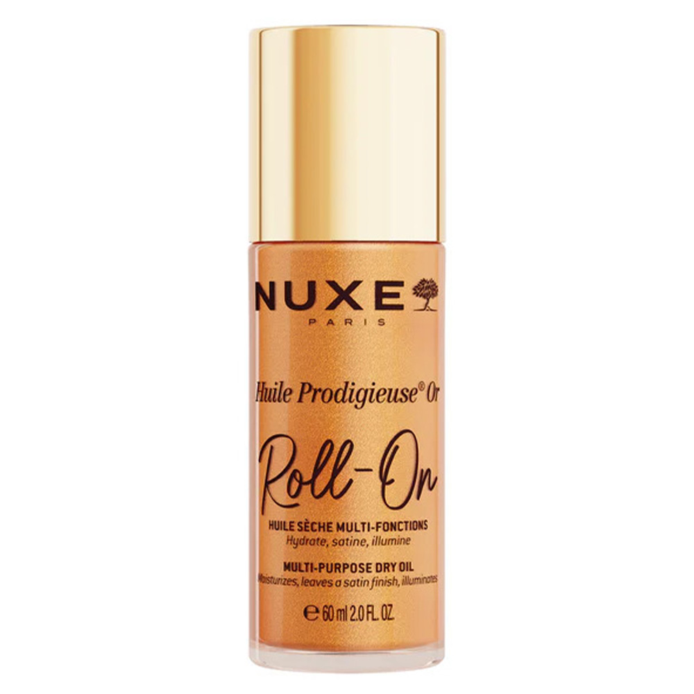 Nuxe Prodigieuse Or, večnamensko suho olje za lase in obraz z bleščicami - roll-on (60 ml)