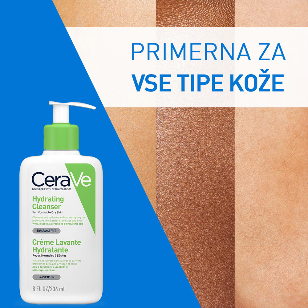 CeraVe, vlažilna čistilna emulzija za obraz za normalno do suho kožo (236 ml)