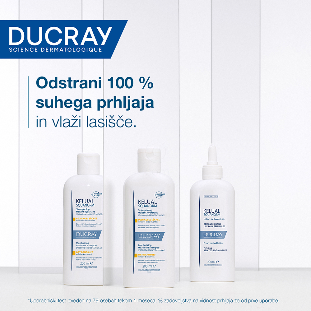 Ducray Kelual Squanorm, vlažilni šampon proti suhemu prhljaju (200 ml)