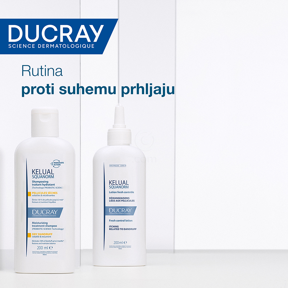 Ducray Kelual Squanorm, vlažilni šampon proti suhemu prhljaju (200 ml)