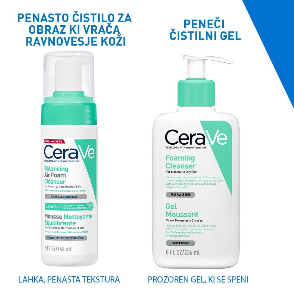 Cerave, penasto čistilo za obraz (148 ml)