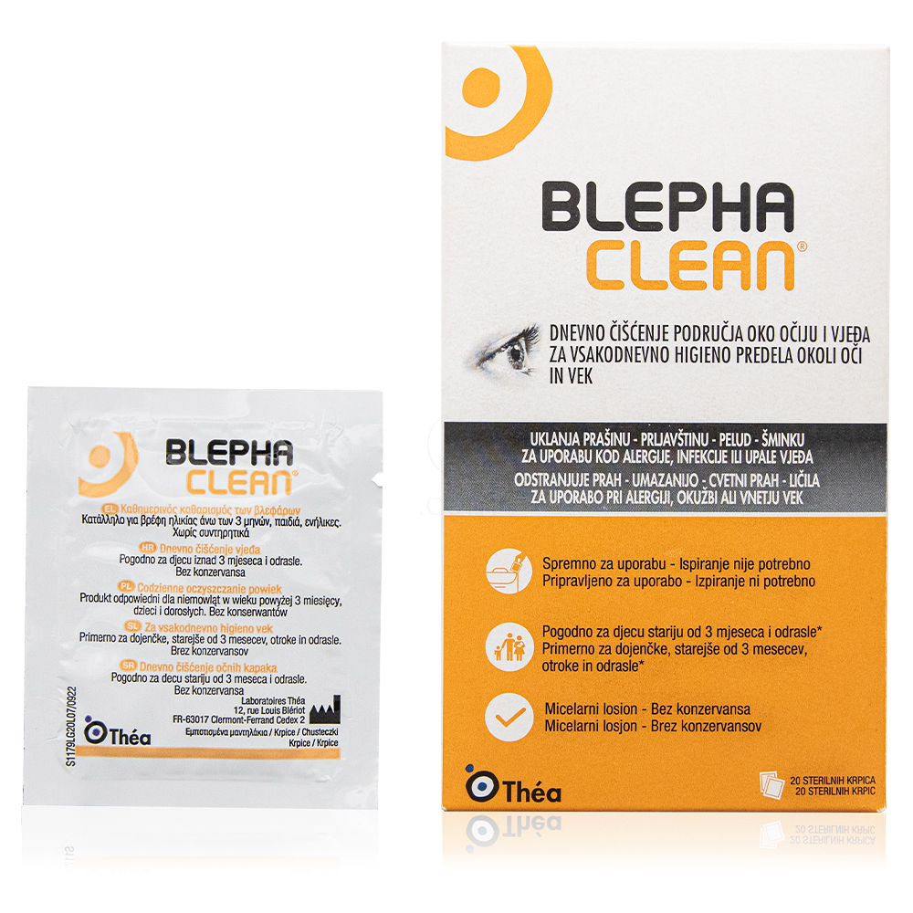 Blephaclean, sterilne krpice za čiščenje vek (20 blazinic)