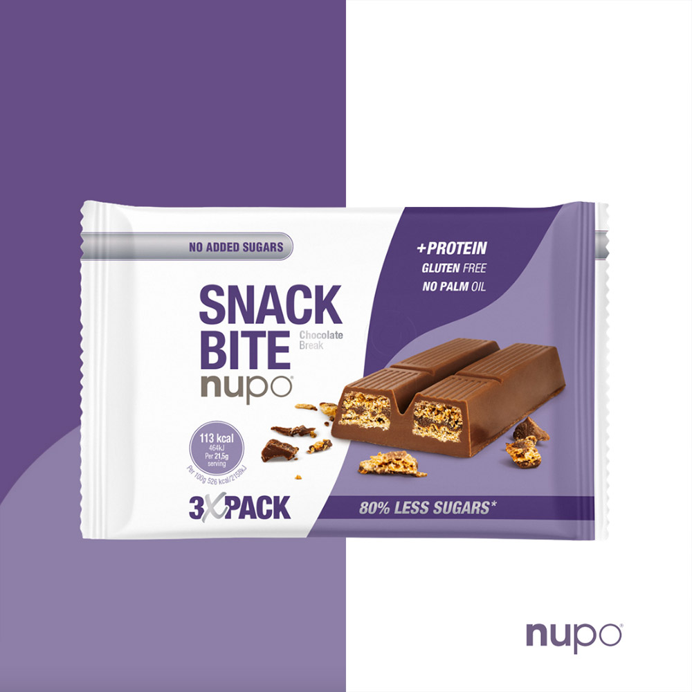 Nupo Snack Bite, hrustljava napolitanka – Kakav (3 x 21,5 g)
