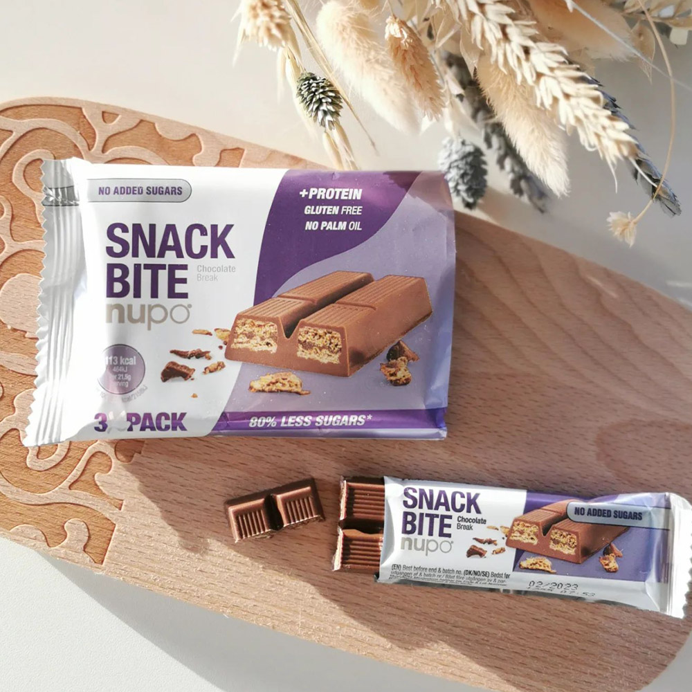 Nupo Snack Bite, hrustljava napolitanka – Kakav (3 x 21,5 g)