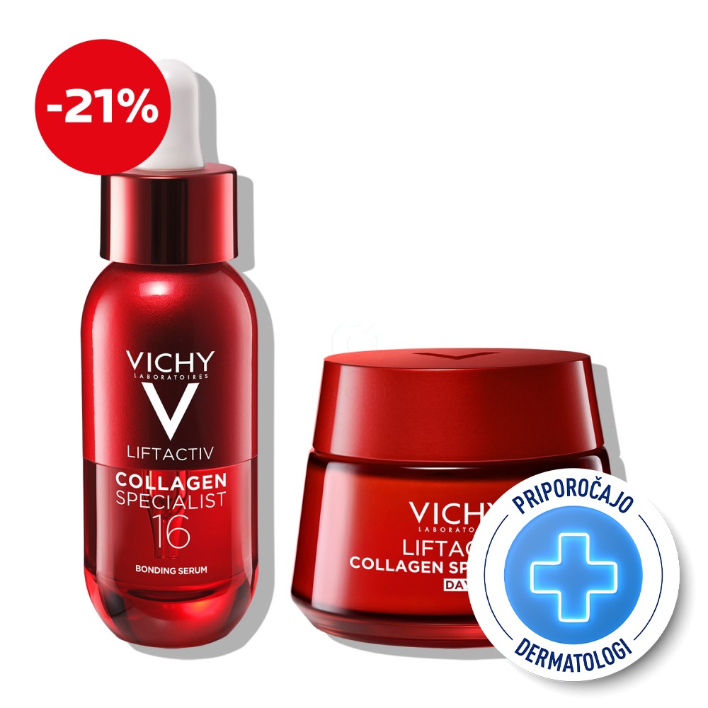 Vichy Liftactiv, protokol proti gubam in za spodbujanje proizvodnje kolagena (30 ml + 50 ml)