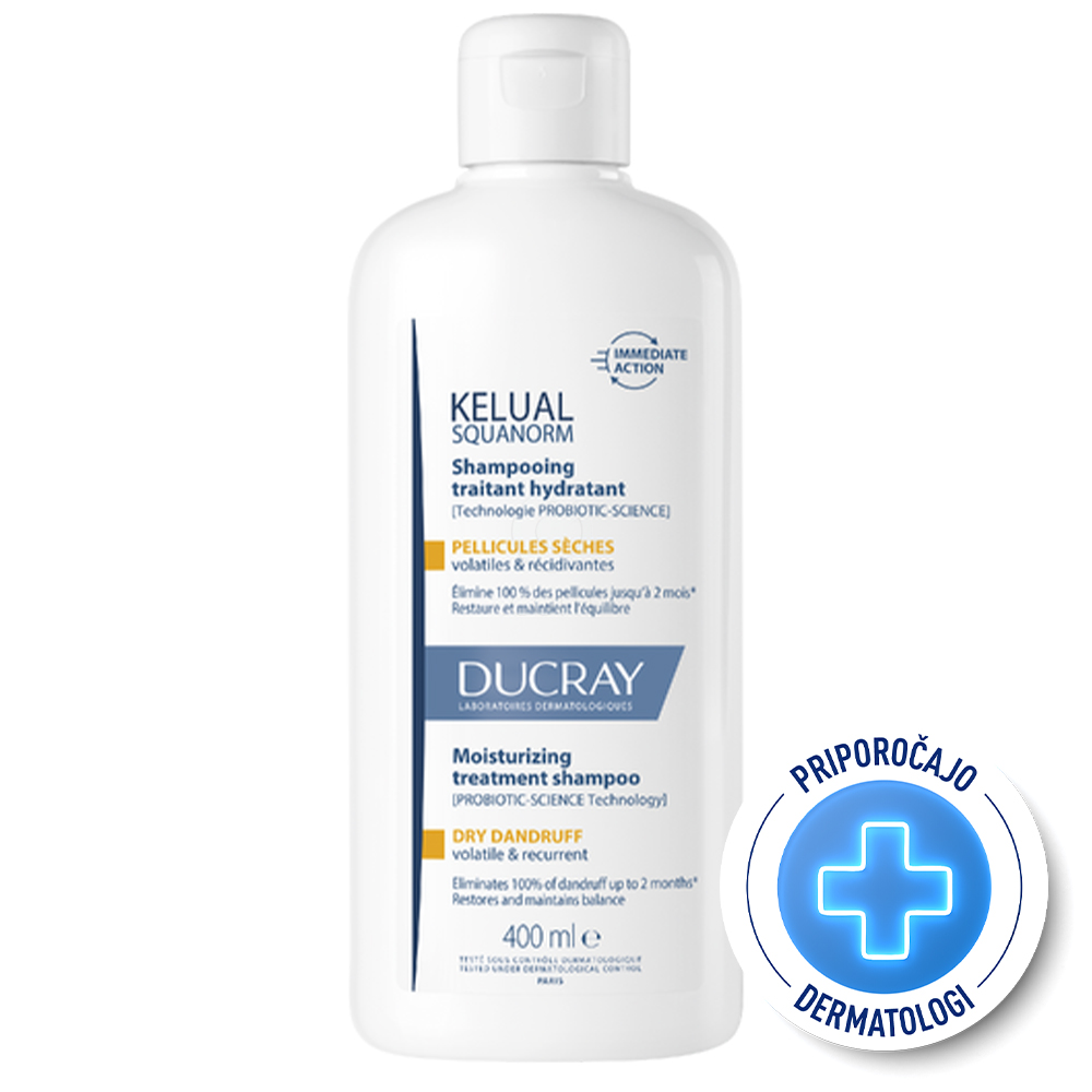 Ducray Kelual Squanorm, vlažilni šampon proti suhemu prhljaju (400 ml)