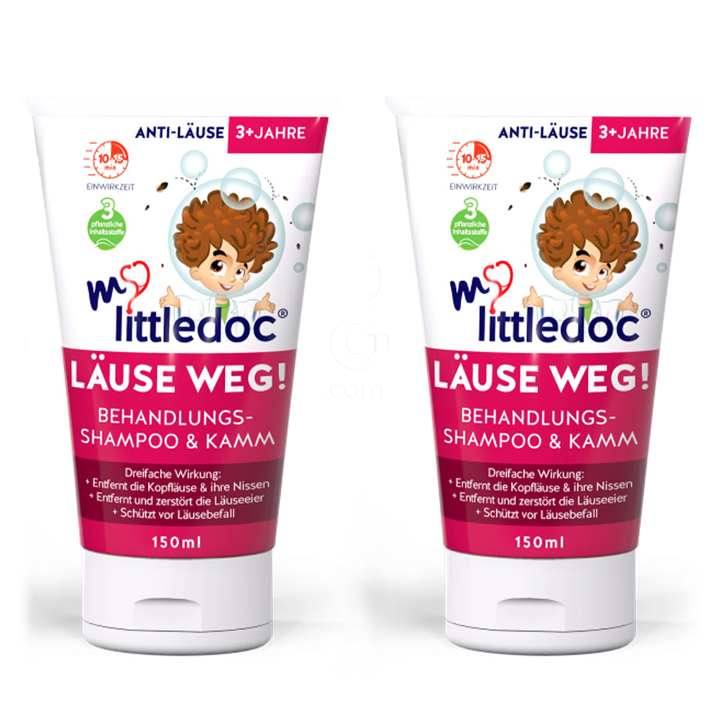 mylittledoc Uši stran!, šampon za odstranjevanje uši in gnid - paket (2 x (150 ml + glavnik))