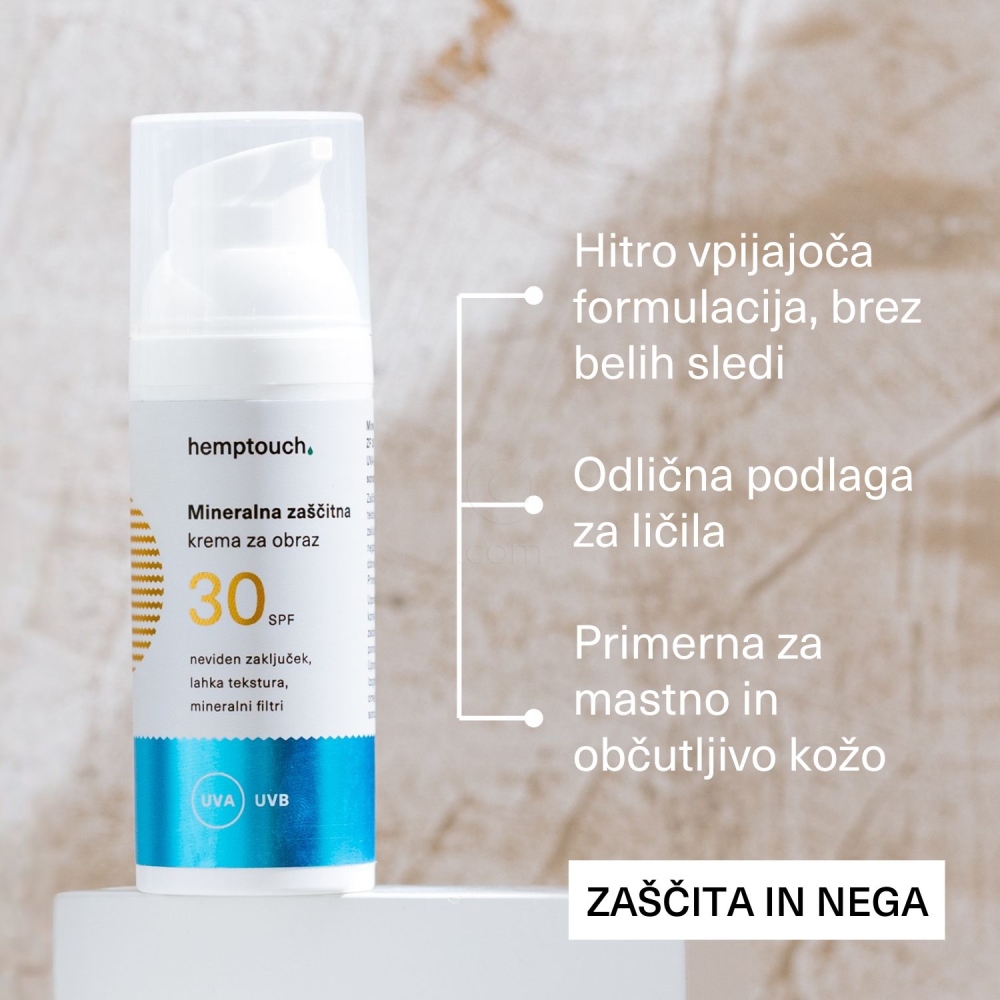 Hemptouch, mineralna zaščitna krema za obraz - ZF30 (50 ml)