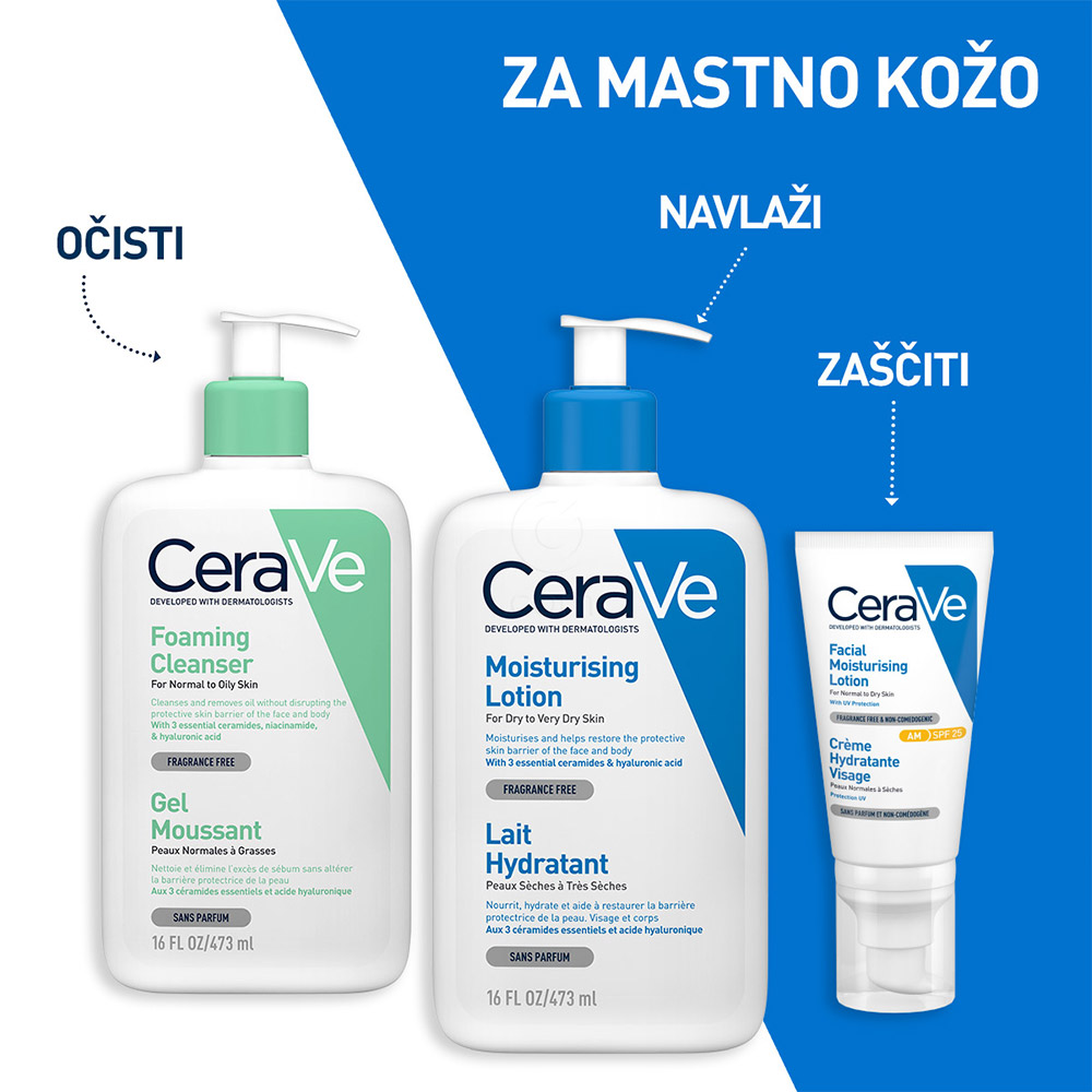 CeraVe, peneči čistilni gel za obraz za normalno do mastno kožo (473 ml)