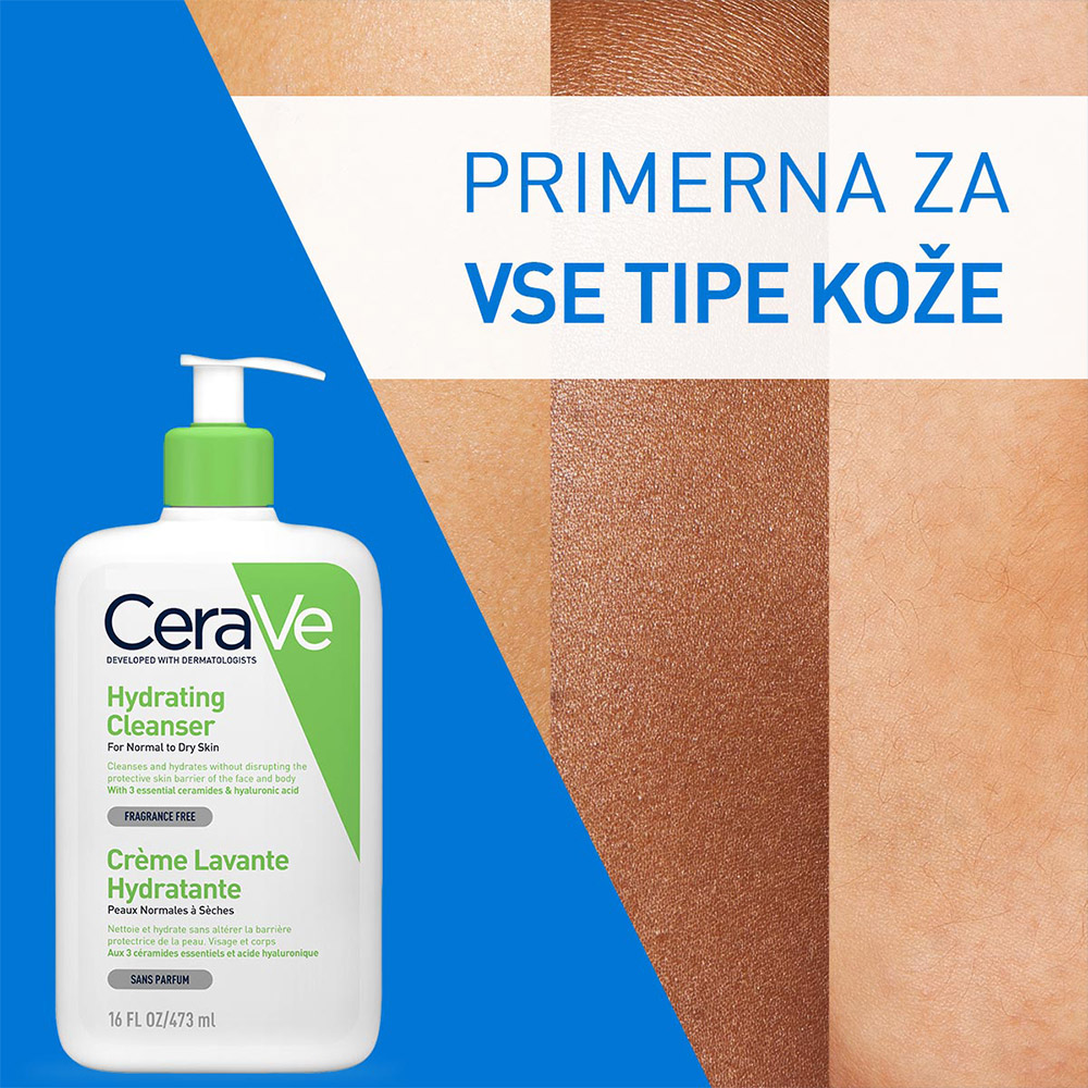 CeraVe, vlažilna čistilna emulzija za obraz za normalno do suho kožo (473 ml)