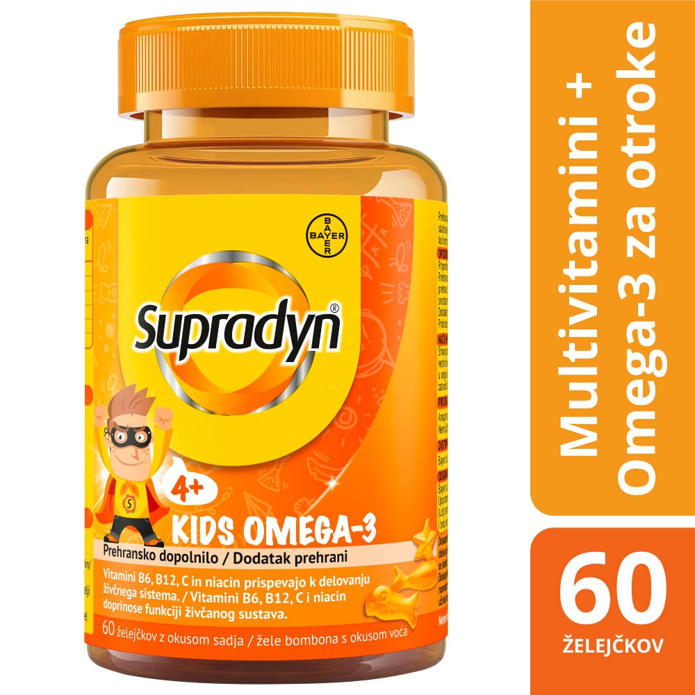 Supradyn Kids Omega-3, želejčki z okusom sadja (60 želejčkov)