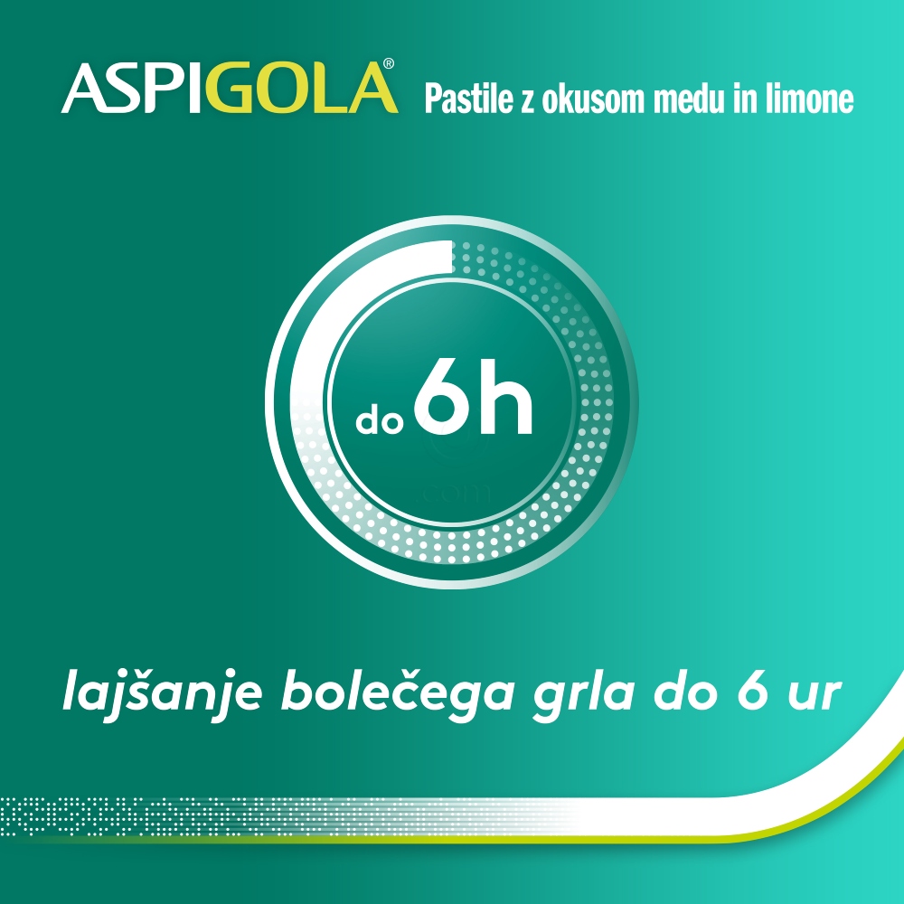 Aspigola 8,75 mg, pastile z okusom medu in limone (16 pastil)
