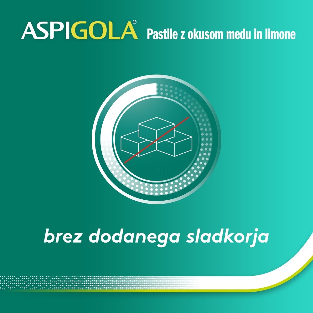 Aspigola 8,75 mg, pastile z okusom medu in limone (16 pastil)