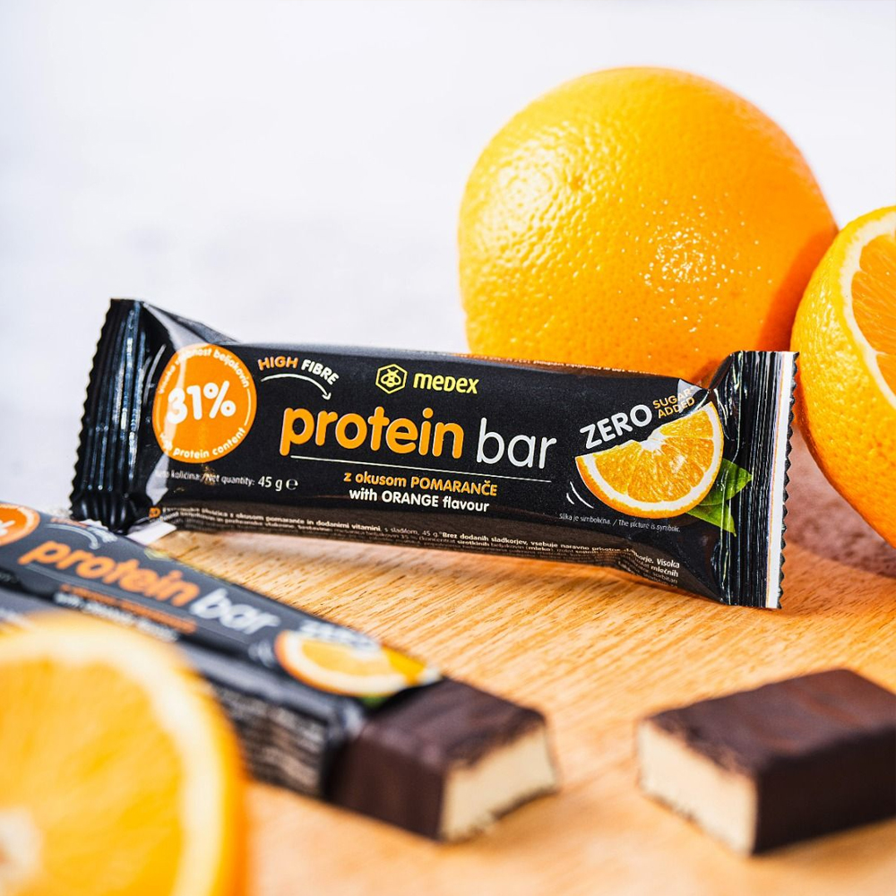 Medex Protein Bar, proteinska ploščica - pomaranča (45 g)