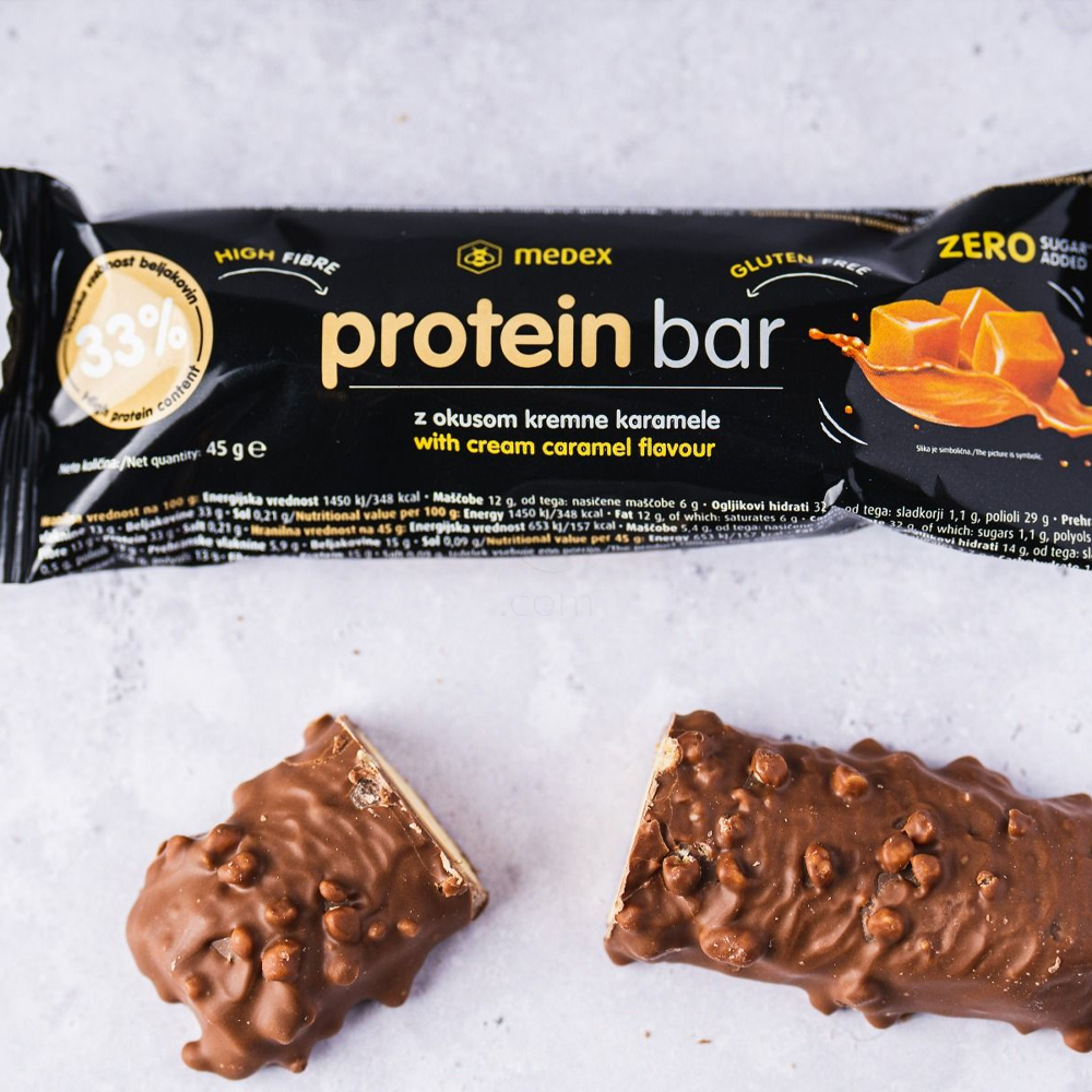 Medex Protein Bar, proteinska ploščica - kremna karamela (45 g)