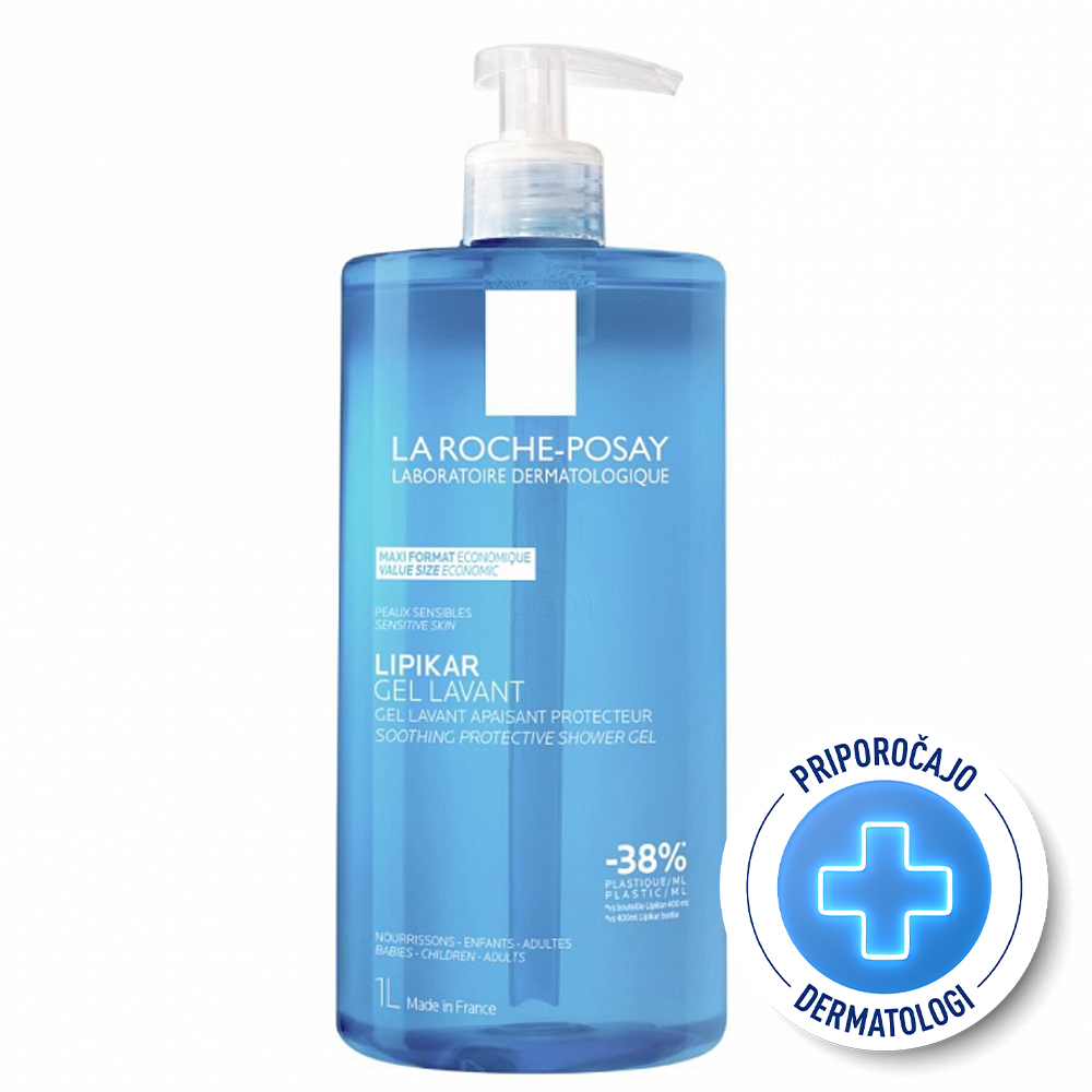 LRP Lipikar, gel Lavant za prhanje za občutljivo in suho kožo (1000 ml)