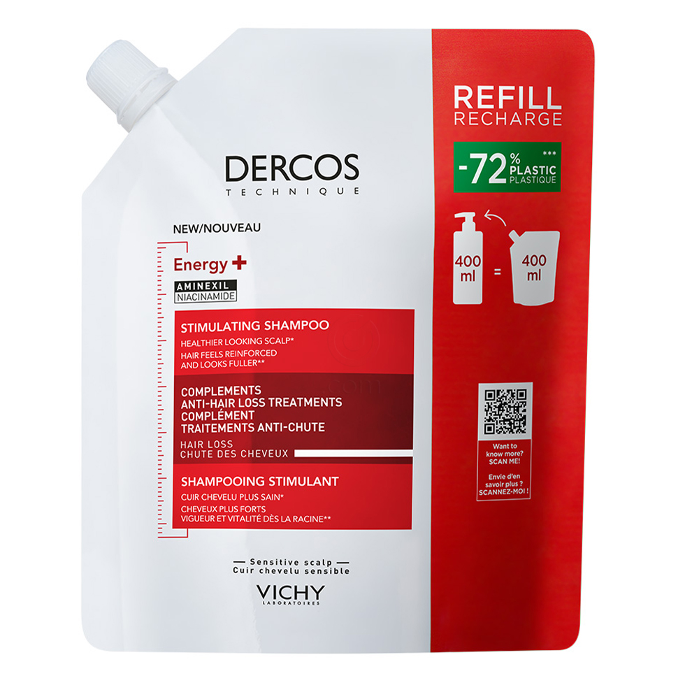 Vichy Dercos Aminexil Energisant, šampon proti izpadanju las - eko refill (400 ml)