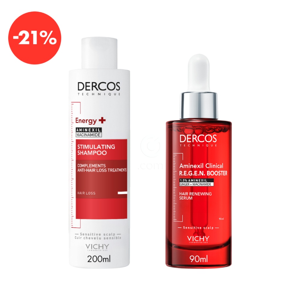 Vichy Dercos, protokol proti izpadanju las za zmanjšanje izpadanja las in spodbujanje rasti obstoječih las (200 ml + 90 ml) 