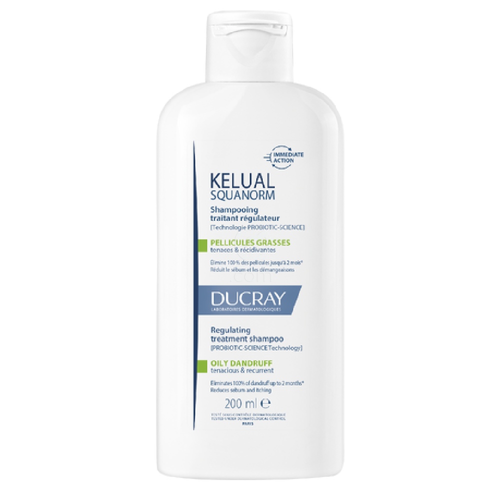 Ducray Kelual Squanorm, regulirajoči tretma šampon proti mastnemu prhljaju (200 ml) 