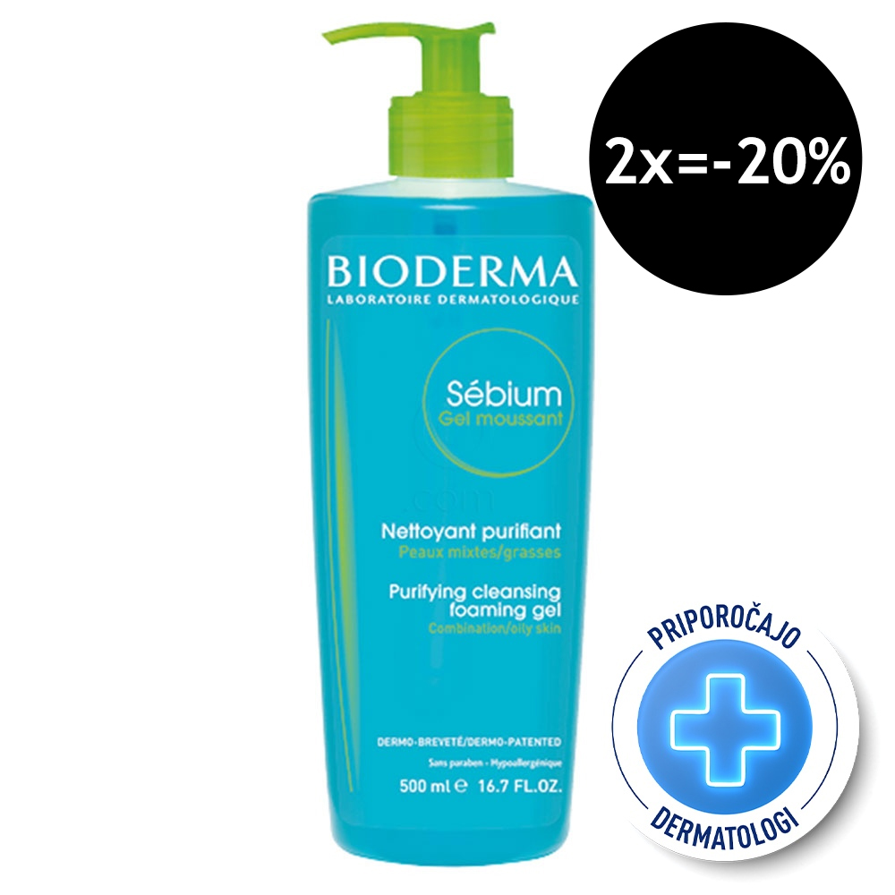 Bioderma Sebium, peneči gel za čiščenje kože (500 ml)