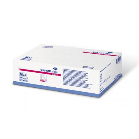 Hartmann Peha-Soft Nitrile, bele pregledne rokavice - S (100 rokavic)