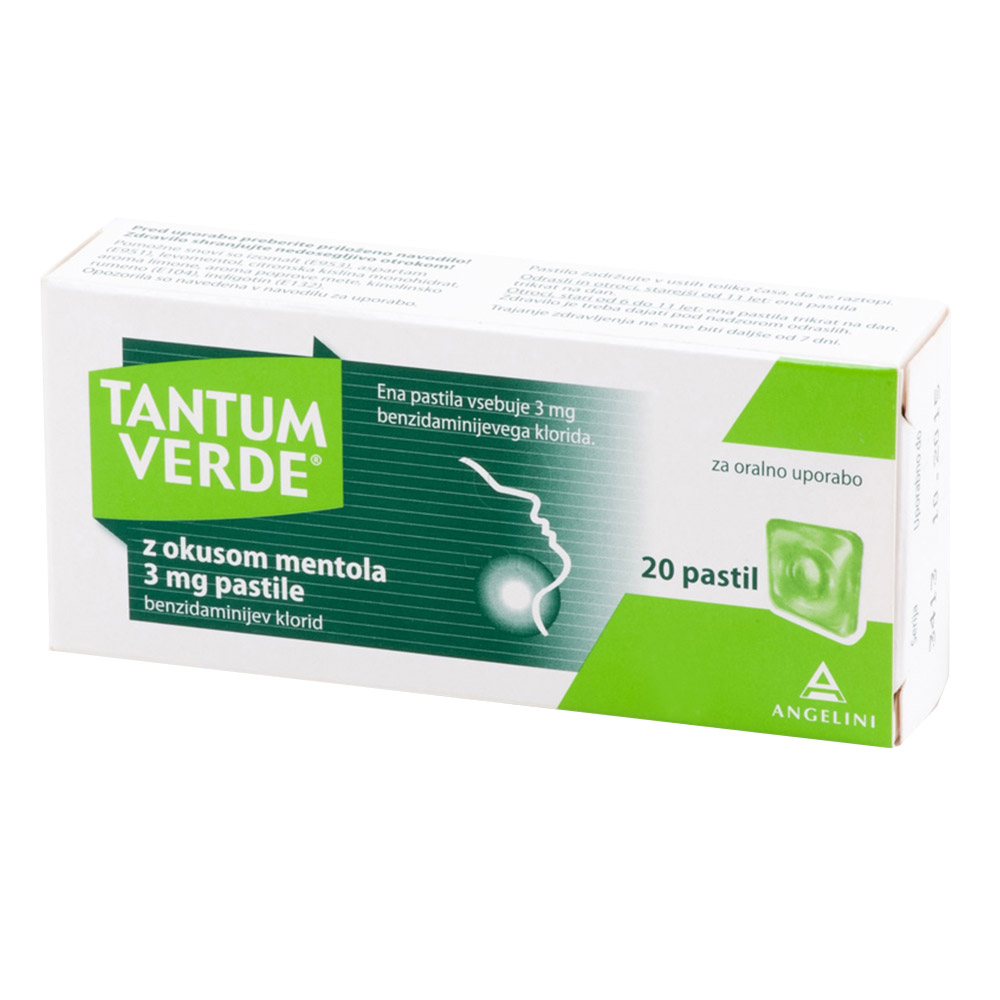 Tantum Verde z okusom mentola 3 mg, pastile (20 pastil)