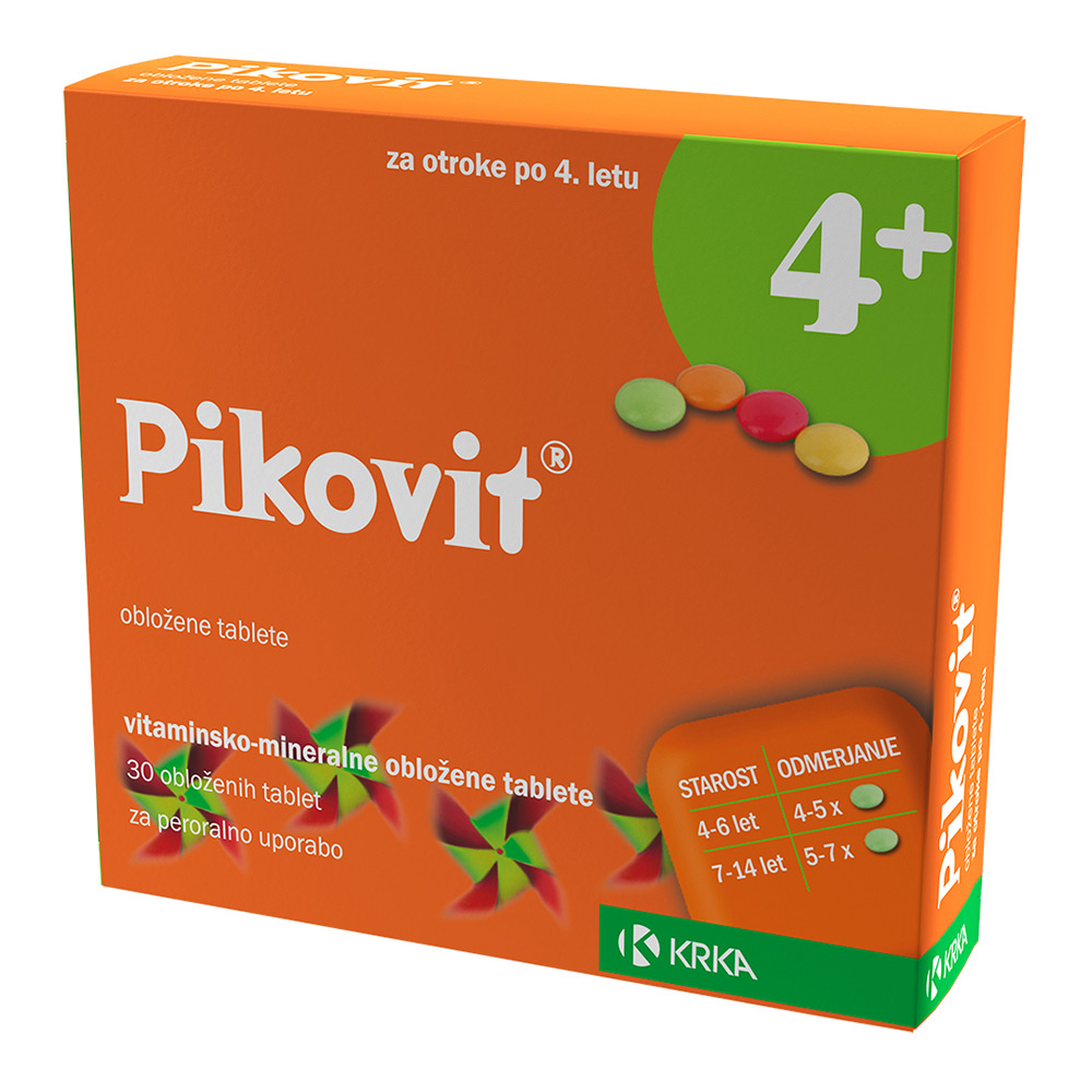 Pikovit 4+ Krka, obložene tablete (30 obloženih tablet)