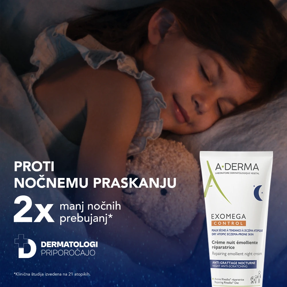 A-Derma Exomega Control, emolientna obnavljajoča nočna krema - tuba (200 ml)