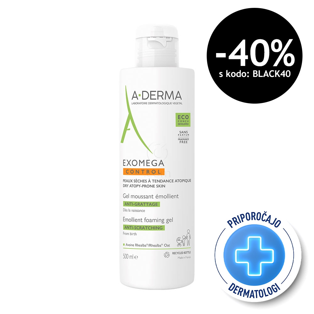 A-Derma Exomega Control, emolientni čistilni gel (500 ml)